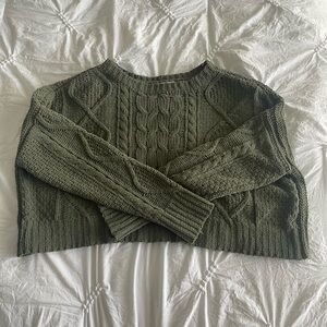 Arizona Olive Tree Green Crew Neck Long Sleeve Pullover Sweater